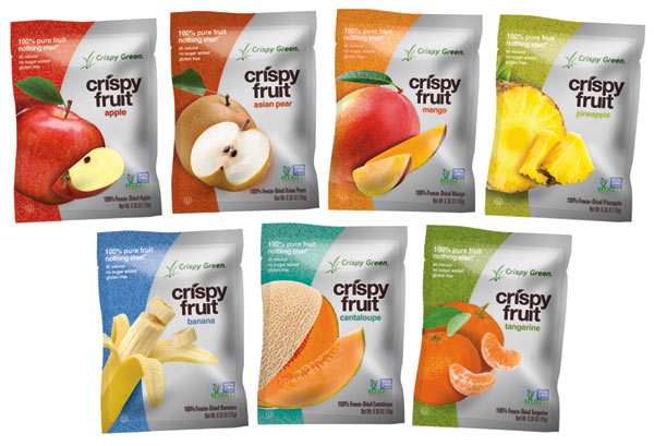 Crispy Green freeze-dried fruit comes in seven flavors.
