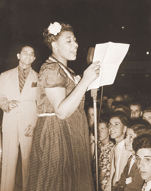 Ella Fitzgerald at the Asbury Park Casino in 1938 with bandleader Chick Webb.
