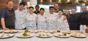 Team New Jersey (in white) with chef Ehren Ryan (far left) and his Common Lot kitchen team. Photo: Michele De Vincentis, Passaic County Technical Institute