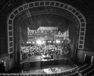 Performing inside the Paramount Theater to an audience onstage. Photo: Richard Hoynes