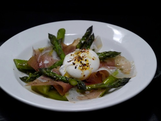 New Jersey Asparagus with Speck and Poached Egg