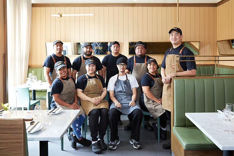 Executive chef Yoonsuk Hong and the staff of ONDO in Jersey City