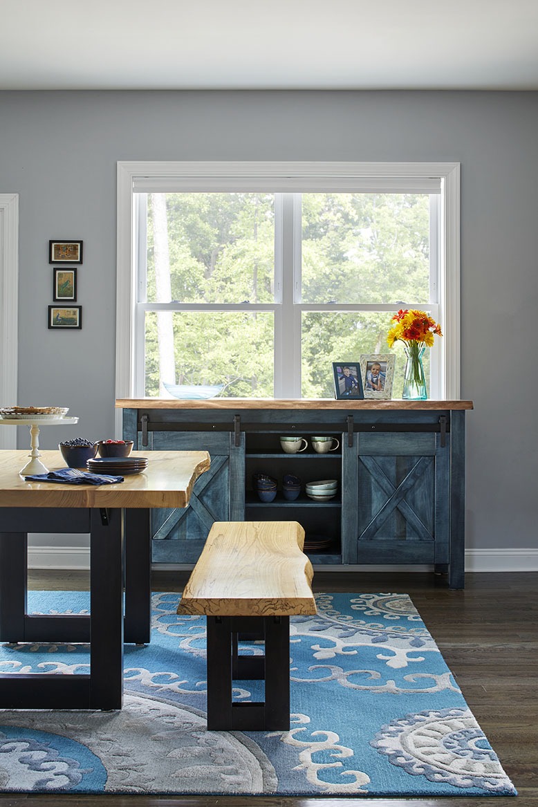 The Panjwanis' breakfast table and bench