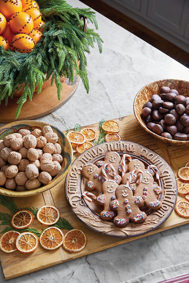 Chestnuts, dried citrus and gingerbread people in a Mendham Township kitchen