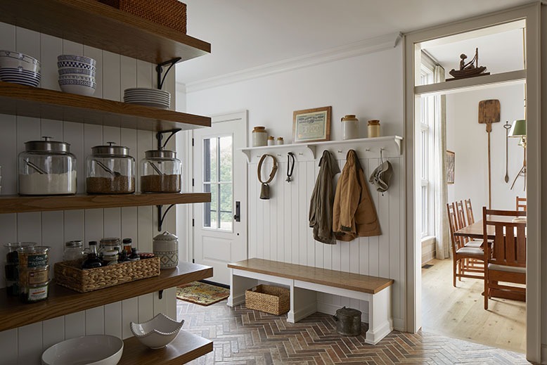 A view of the pantry, hallway and dining area at Cold Brook Farm in Hunterdon County