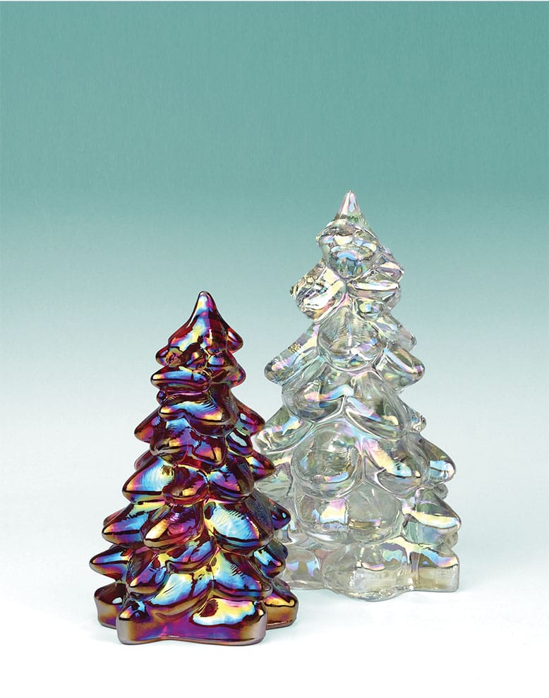 Molded Mosser Glass Christmas trees from WheatonArts in Millville