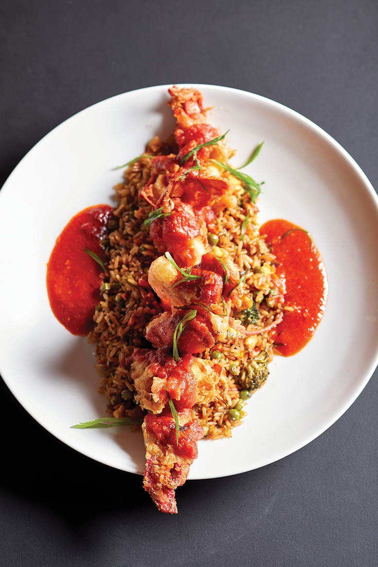 The Johnny Hong Kong lobster atop fried rice with ginger, curry and soy.