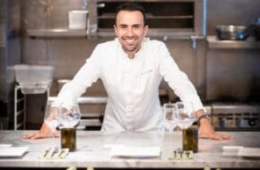 >Chef Antonio De Ieso in the kitchen at Fiorentini in Rutherford