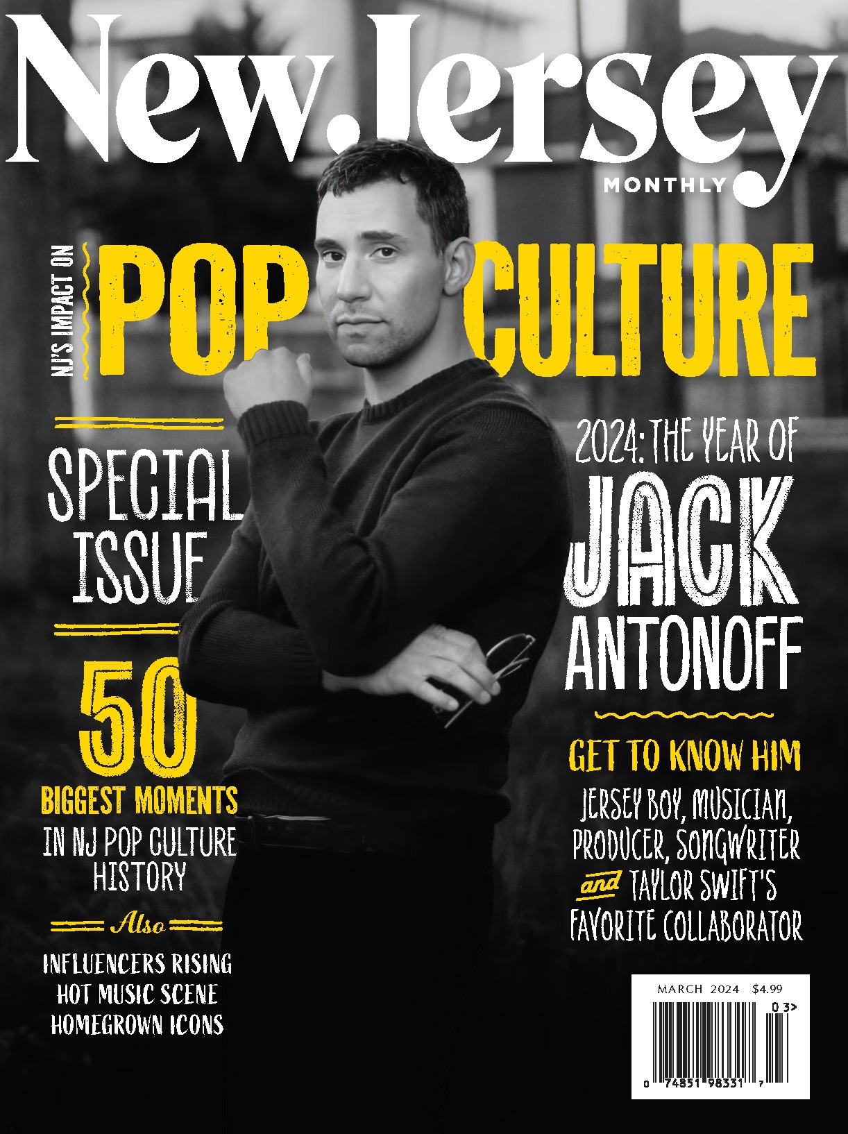 March 2024 cover of New Jersey Monthly featuring Jack Antonoff