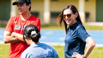 Caroline O'Connor at a sports clinic