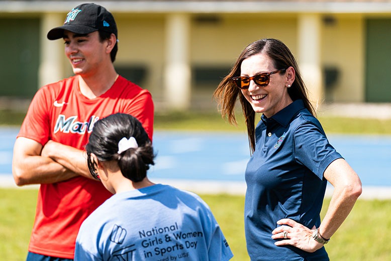 Caroline O'Connor at a sports clinic