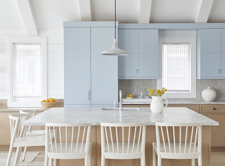 Stone Harbor kitchen shows off blue cabinetry