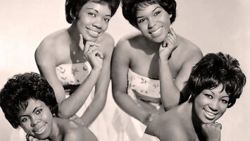 Black-and-white promotional photo of the Shirelles around 1962