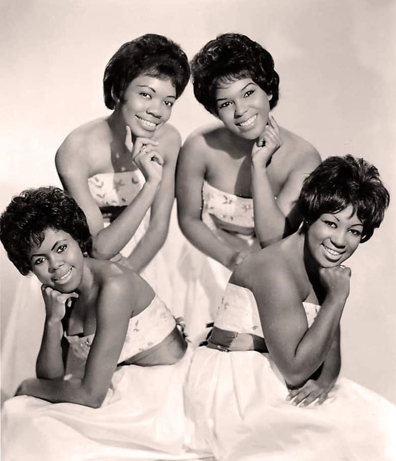 Black-and-white promotional photo of the Shirelles around 1962