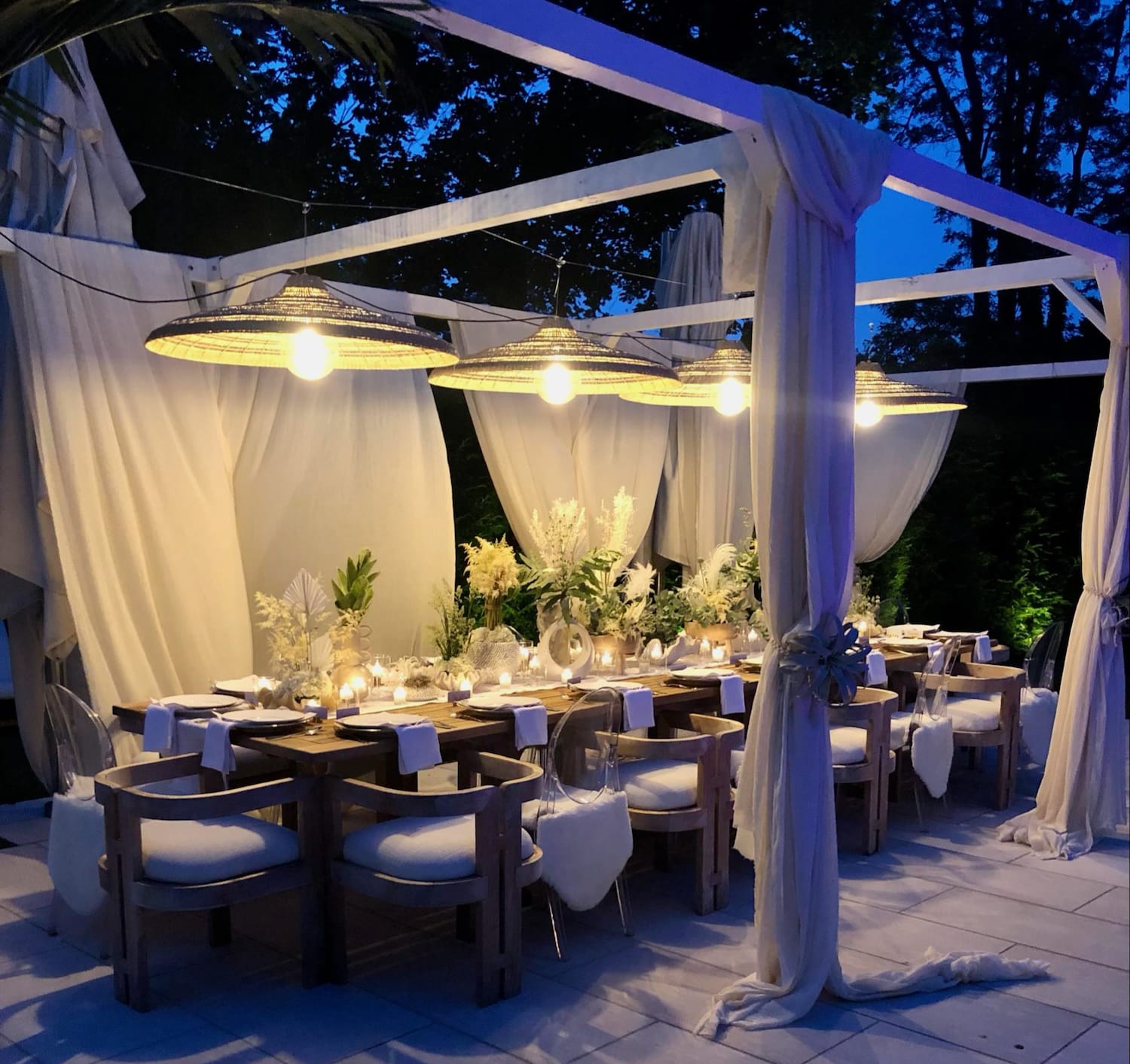 A swanky outdoor table set for a cannabis-spiked dinner