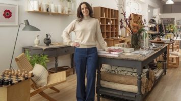 Danielle Zinn stands in her shop, Curated Home & Living in Montclair