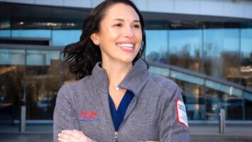 Nurse Erin Ciklic outside Cooperman Barnabas Medical Center in Livingston