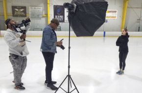 Photographer Ronald Gray and videographer Amir Campbell capture figure-skating star Isabeau Levito at the Igloo at Mt. Laurel