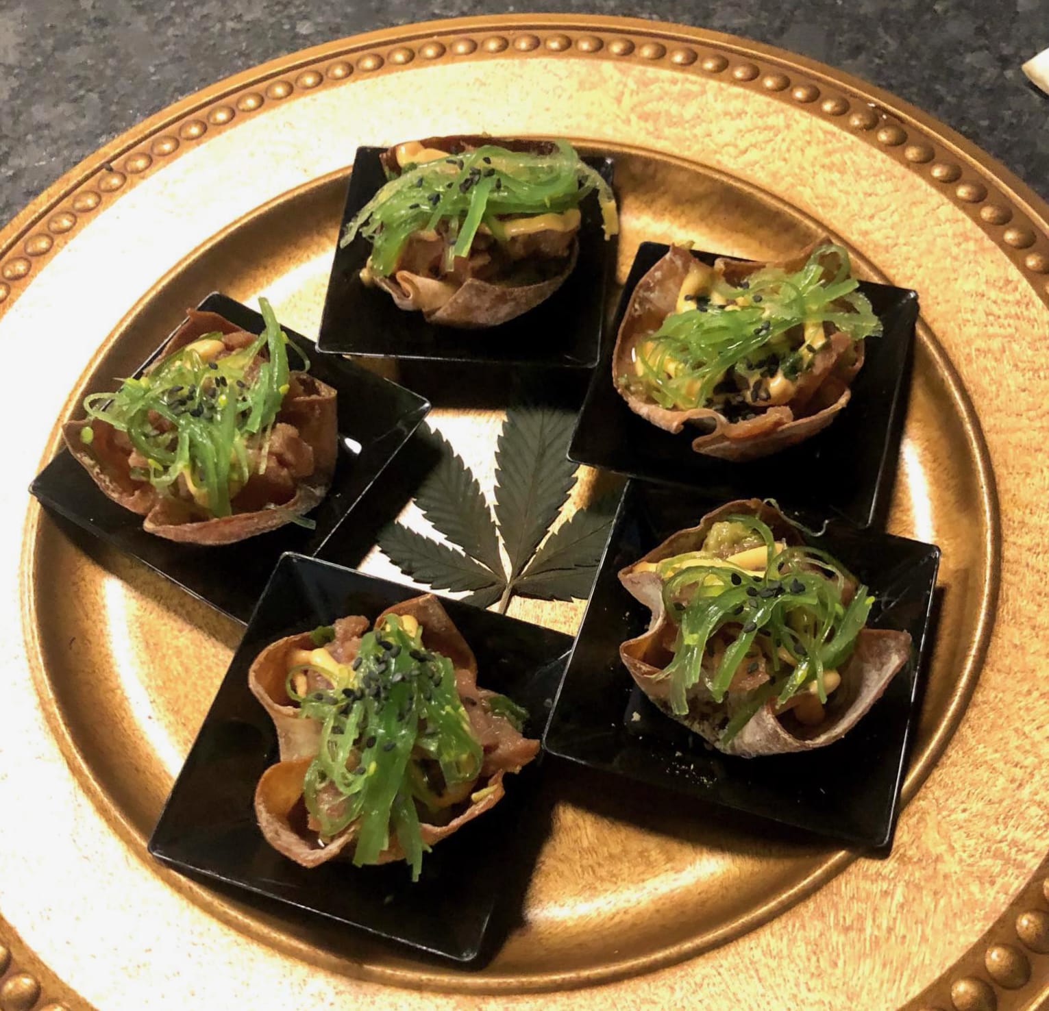 Cannabis-infused wonton appetizers