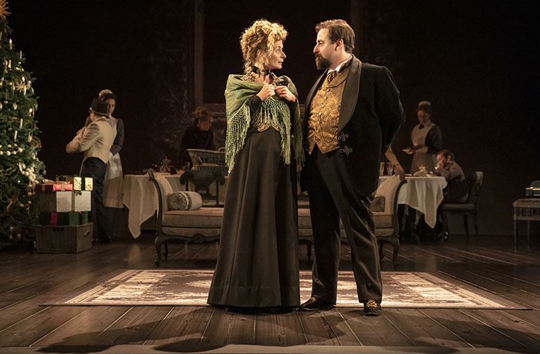 David Krumholtz on stage in 'Leopoldstadt" with actress Faye Castelow, who plays Gretl to his Hermann.