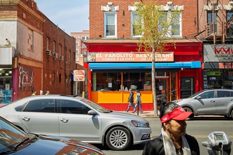 Storefronts, cars and pedestrians on Hudson County’s Bergenline Avenue