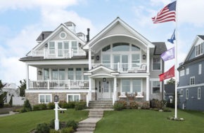 The grand exterior of the Paragano family's three-floor Spring Lake home