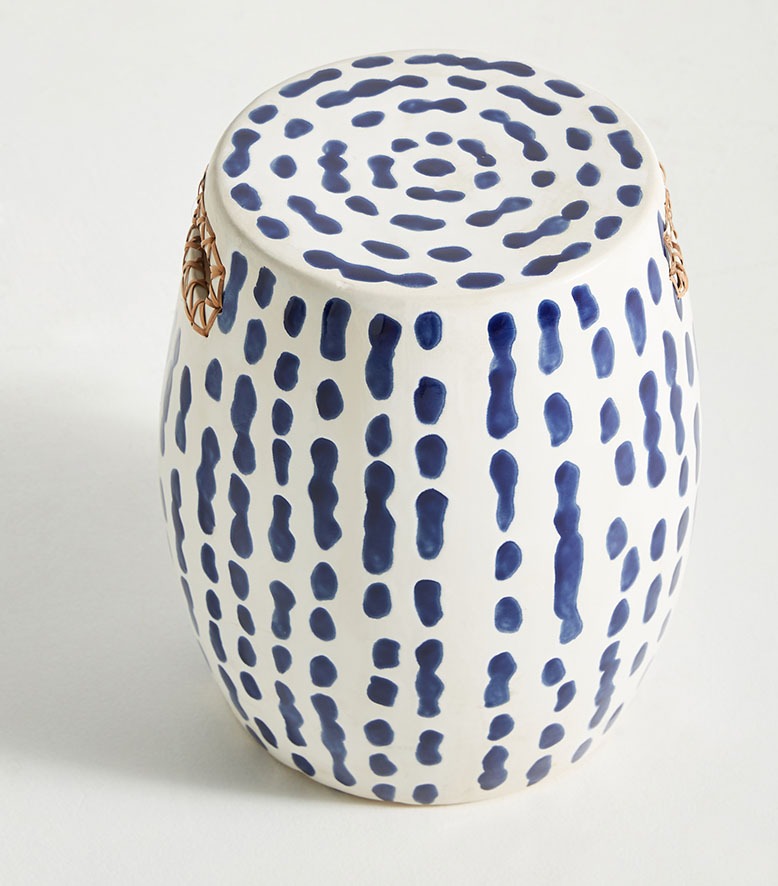 Blue and white ceramic stool