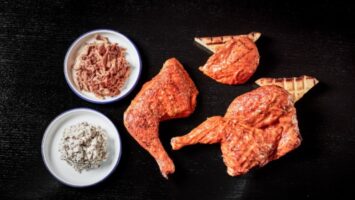 Pieces of grilled chicken