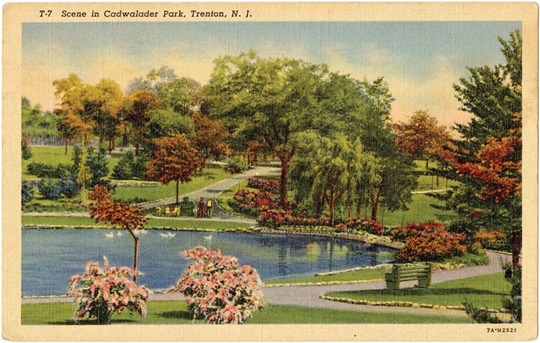 A postcard of Cadwalader Park in Trenton