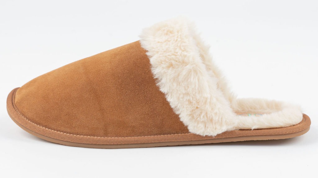 Suede and faux-shearling–lined slippers