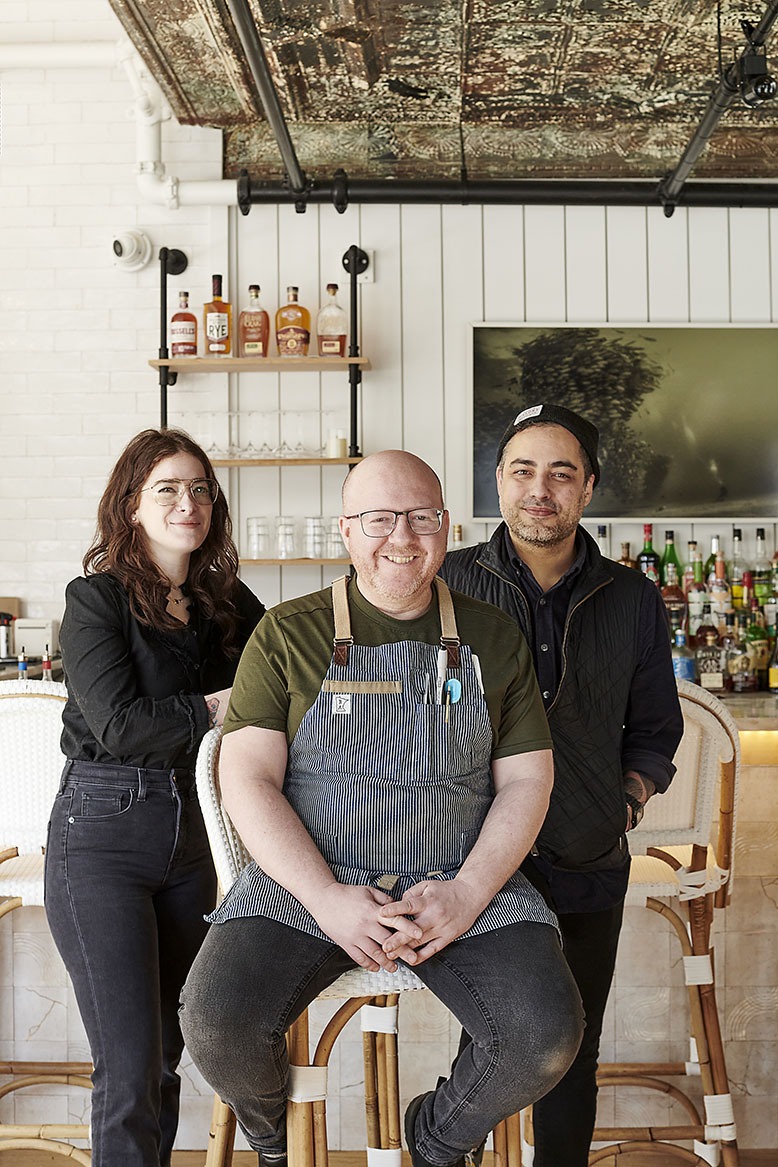 Executive chef Josh Pierson sits between owners Neilly Robinson and David Viana at Heirloom at the St. Laurent in Asbury Park