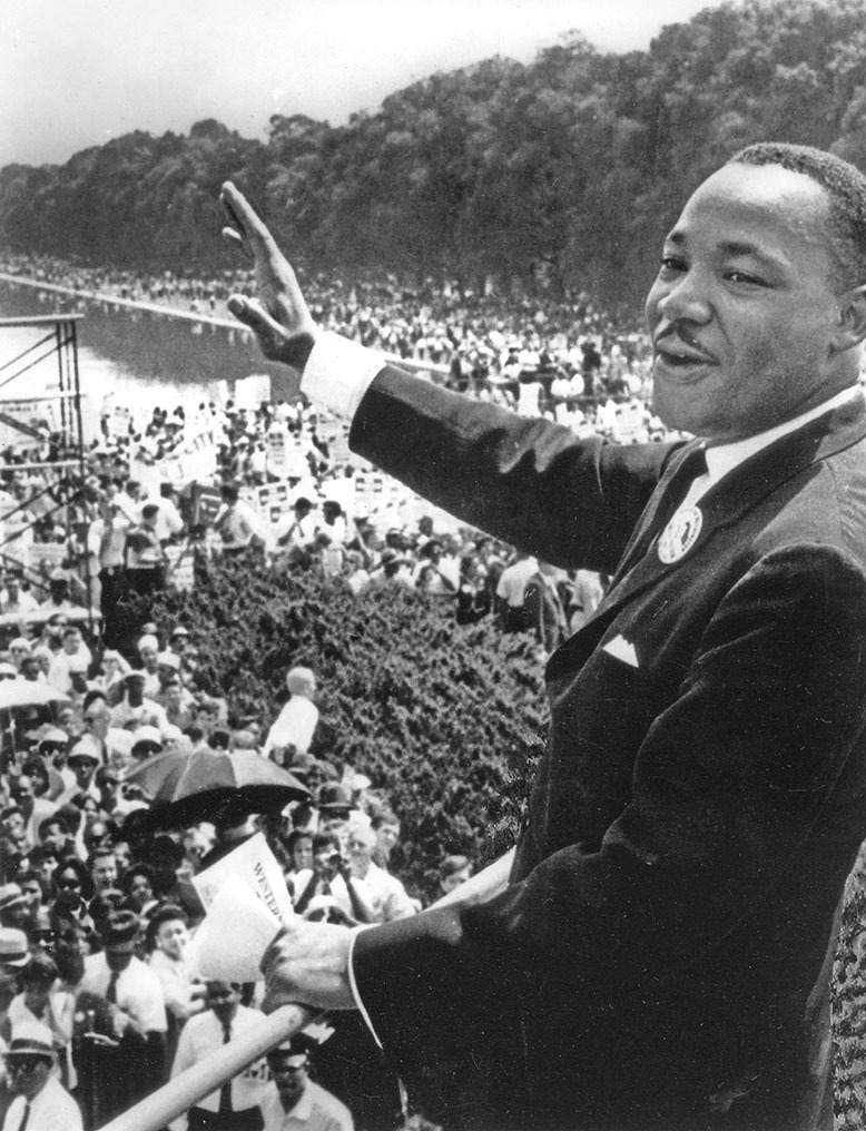 Dr. Martin Luther King Jr. at the March on Washington in August of 1963