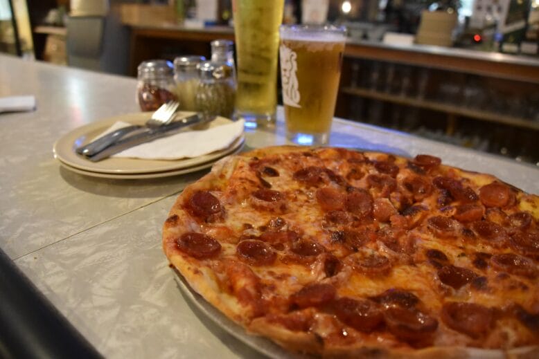 Pizza and beer at Conte's Pizzeria in Princeton