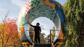 A giant ceramic piece at Grounds for Sculpture in Hamilton