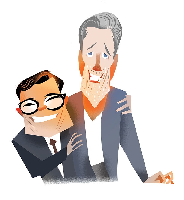 Illustration of Stephen Colbert and Jon Stewart