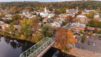 Aerial view of bridge in Lambertville, New Jersey