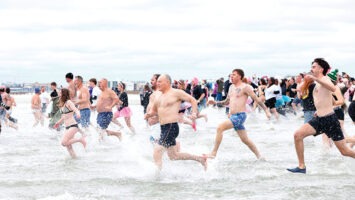 Participants of a polar bear plunge in Wildwood