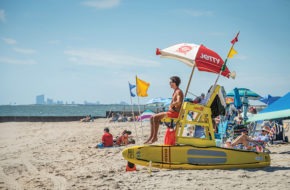 A lifeguard surveys LBI's Holgate on a sunny day.