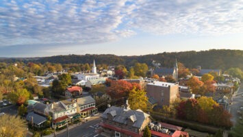 Aerial shot of Lambertville in Hunterdon County