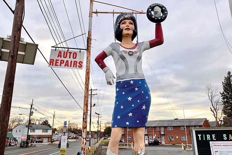 The 18-foot Nitro Girl statue in Blackwood