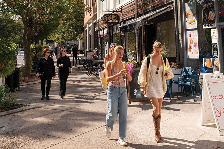 Pedestrians in downtown Princeton