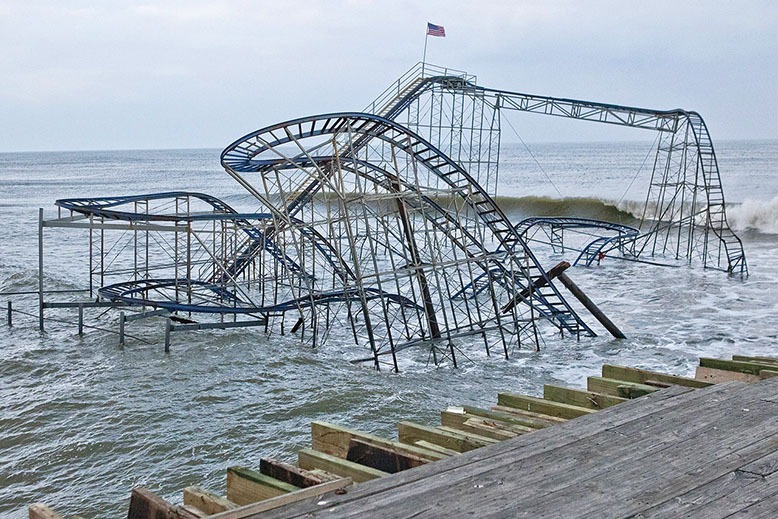 The Star Jet rollercoaster destroyed by Hurricane Sandy