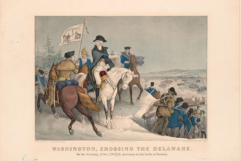 Artist John Cameron’s 1876 painting of Washington crossing the Delaware. Painting: Library of Congress/John Cameron