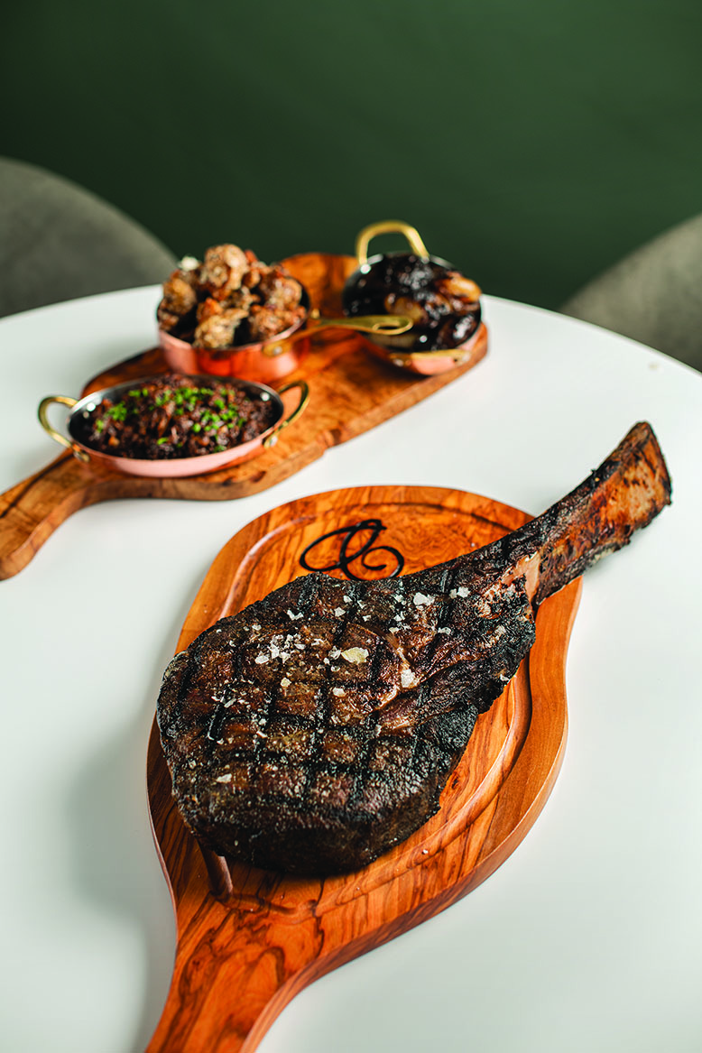 Prime dry-aged steaks at Osteria Crescendo in Westwood