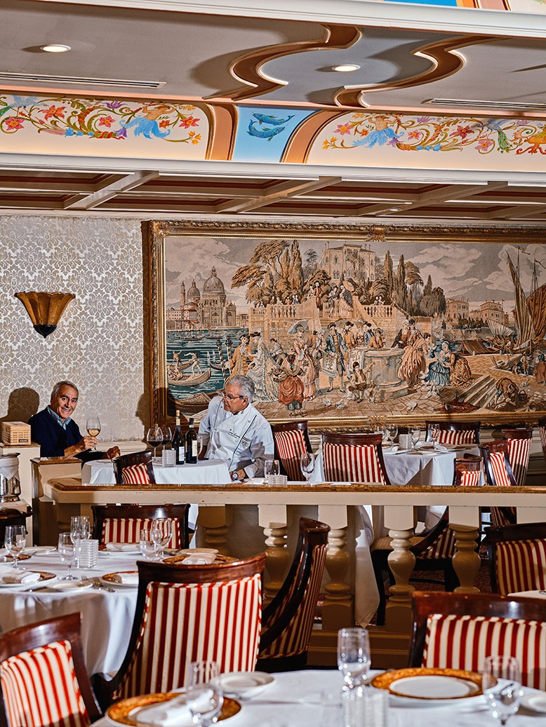 Interior of Il Capriccio in Whippany, featuring chef/owner Tony Grande and with boyhood friend Aldo Iozzi.