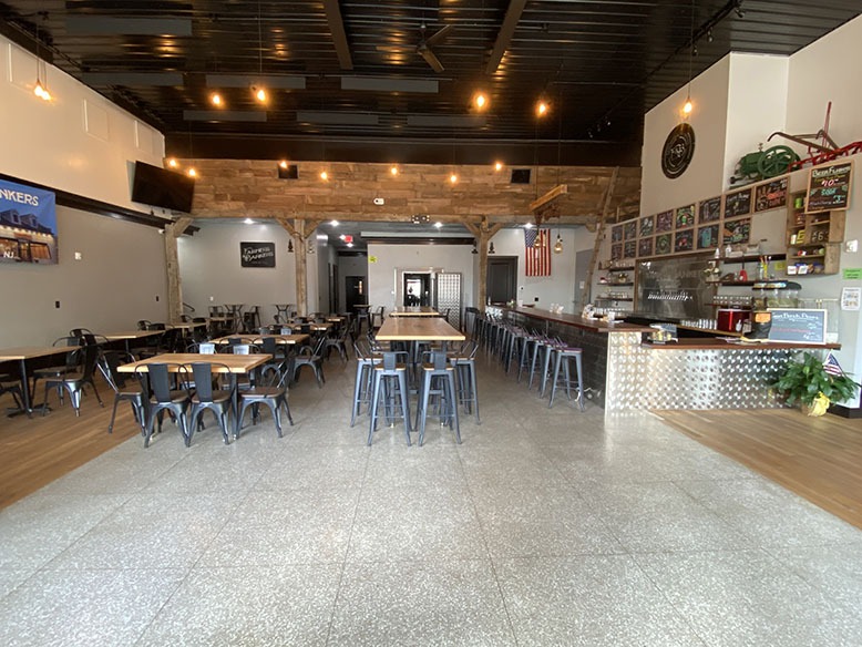 The interior of Farmers & Bankers Brewing in Woodstown
