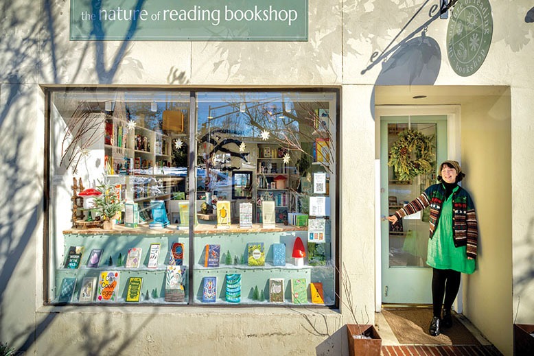 Hailey Brock outside her Madison bookstore, the Nature of Reading Bookshop