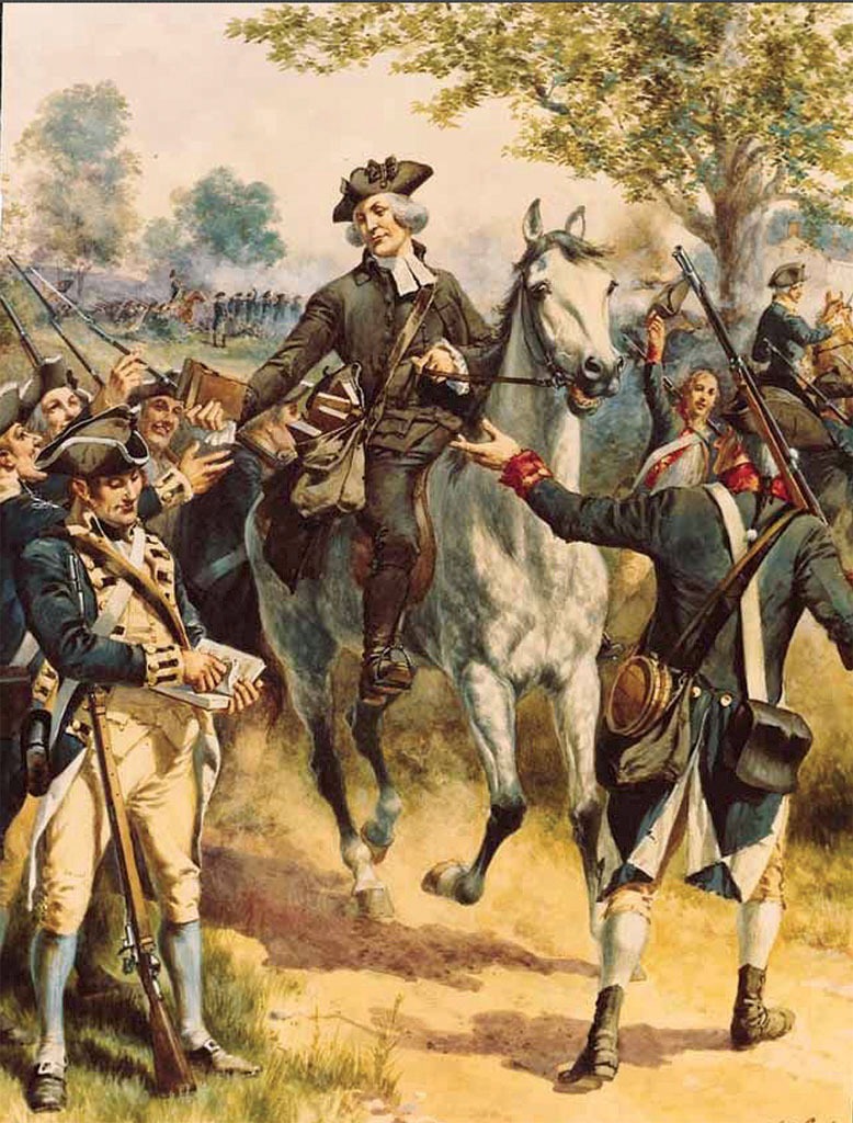 Painting of reverend James Caldwell at the Battle of Springfield