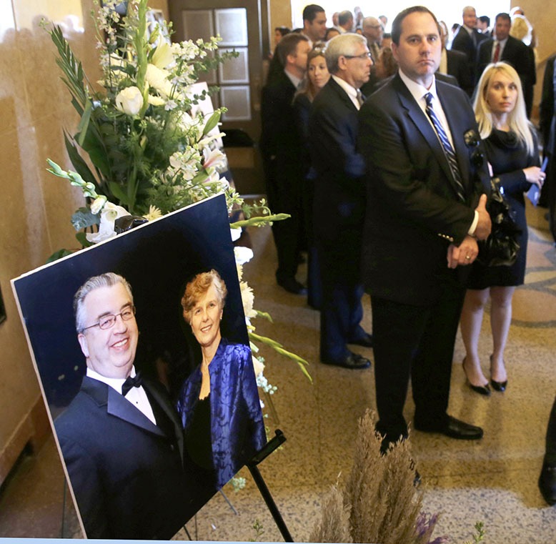 A memorial service for Joyce and John Sheridan in 2014