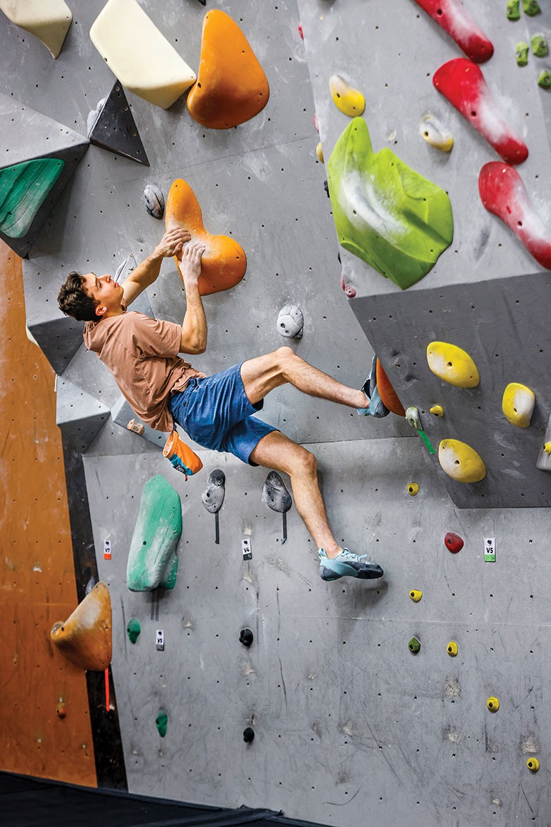 Jesse Grupper climbs at New Jersey Rock Gym in Fairfield